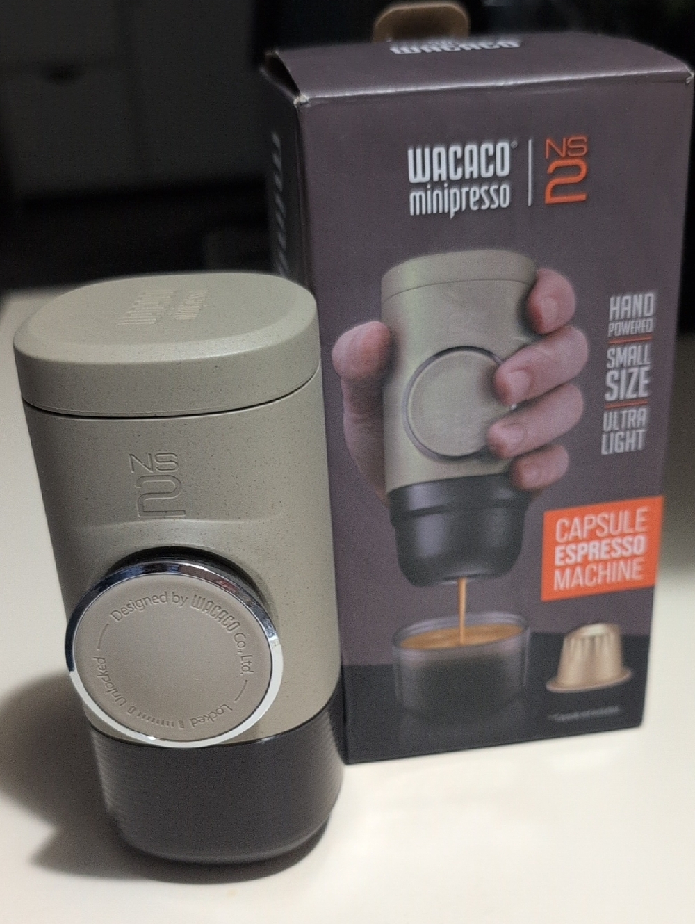 WACACO Minipresso NS2 Portable Capsule Espresso Machine - Beige - Gently Used
